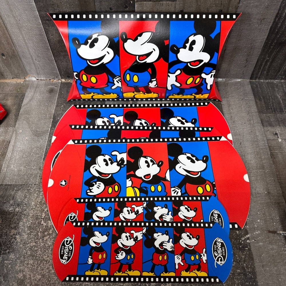 VTG Disney Store Cardboard Oval Mickey Mouse Display Boxes Party Gift Decoration